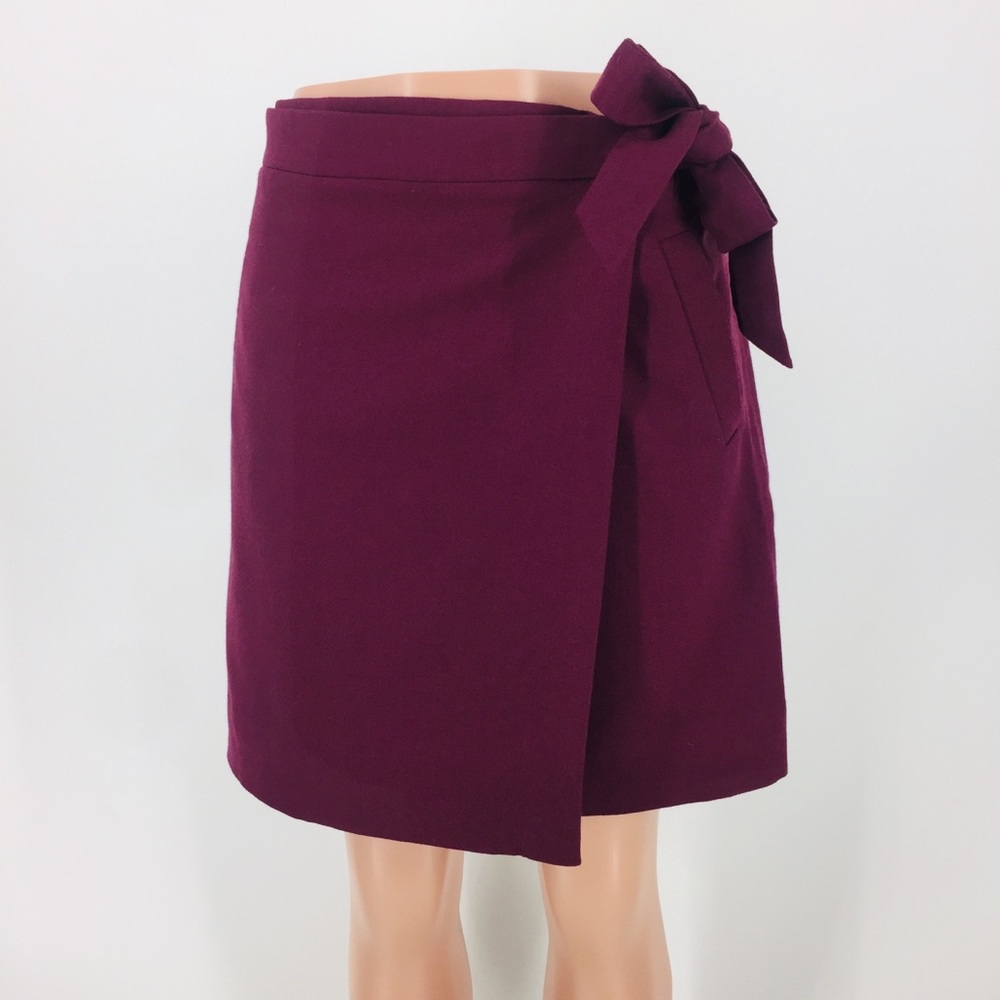J. Crew Wine Wool Wrap Skirt